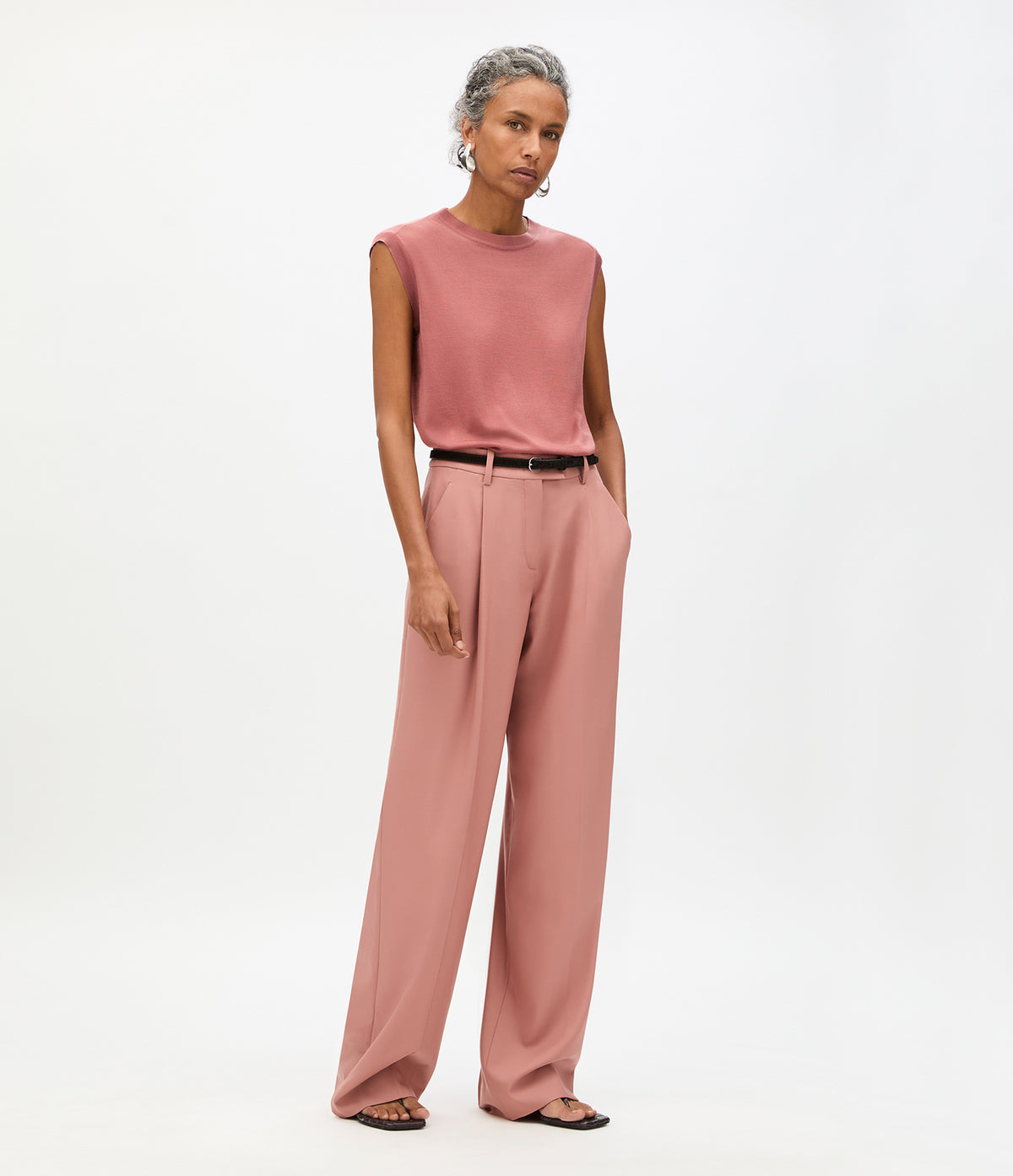 Another Tomorrow Relaxed Wide Leg Pant in Canyon – Wool Women's Trousers