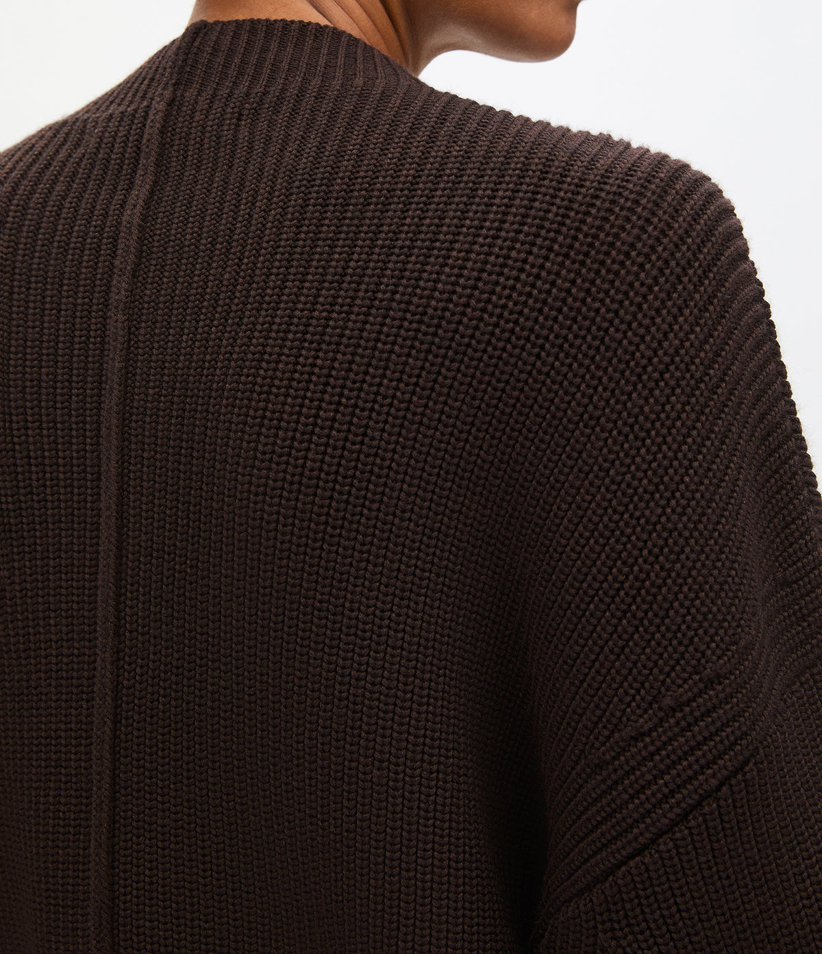 Another Tomorrow Rib Crewneck in Chocolate – Wool Women's Knitwear