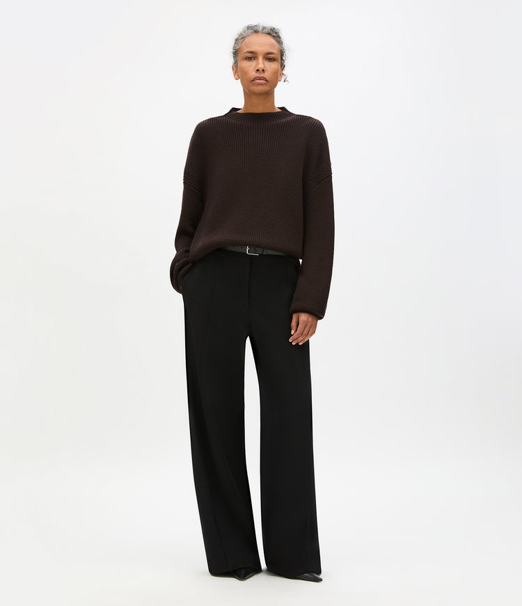 Rib Crewneck | Chocolate