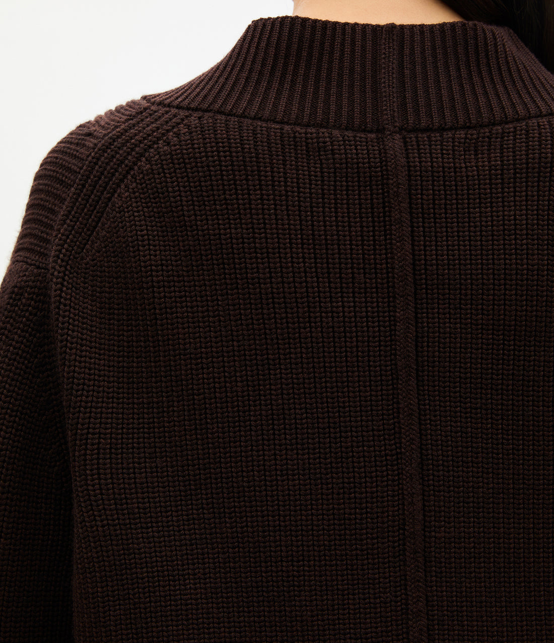 Rib Cropped Cardigan | Chocolate