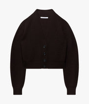 Rib Cropped Cardigan | Chocolate