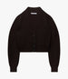 Another Tomorrow Rib Cropped Cardigan in Chocolate – Wool Women's Knitwear