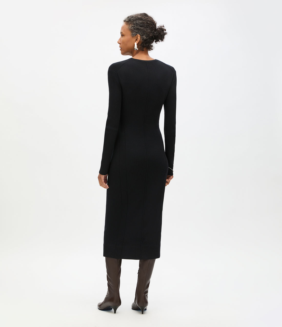 Rib Knitwear Dress | Black