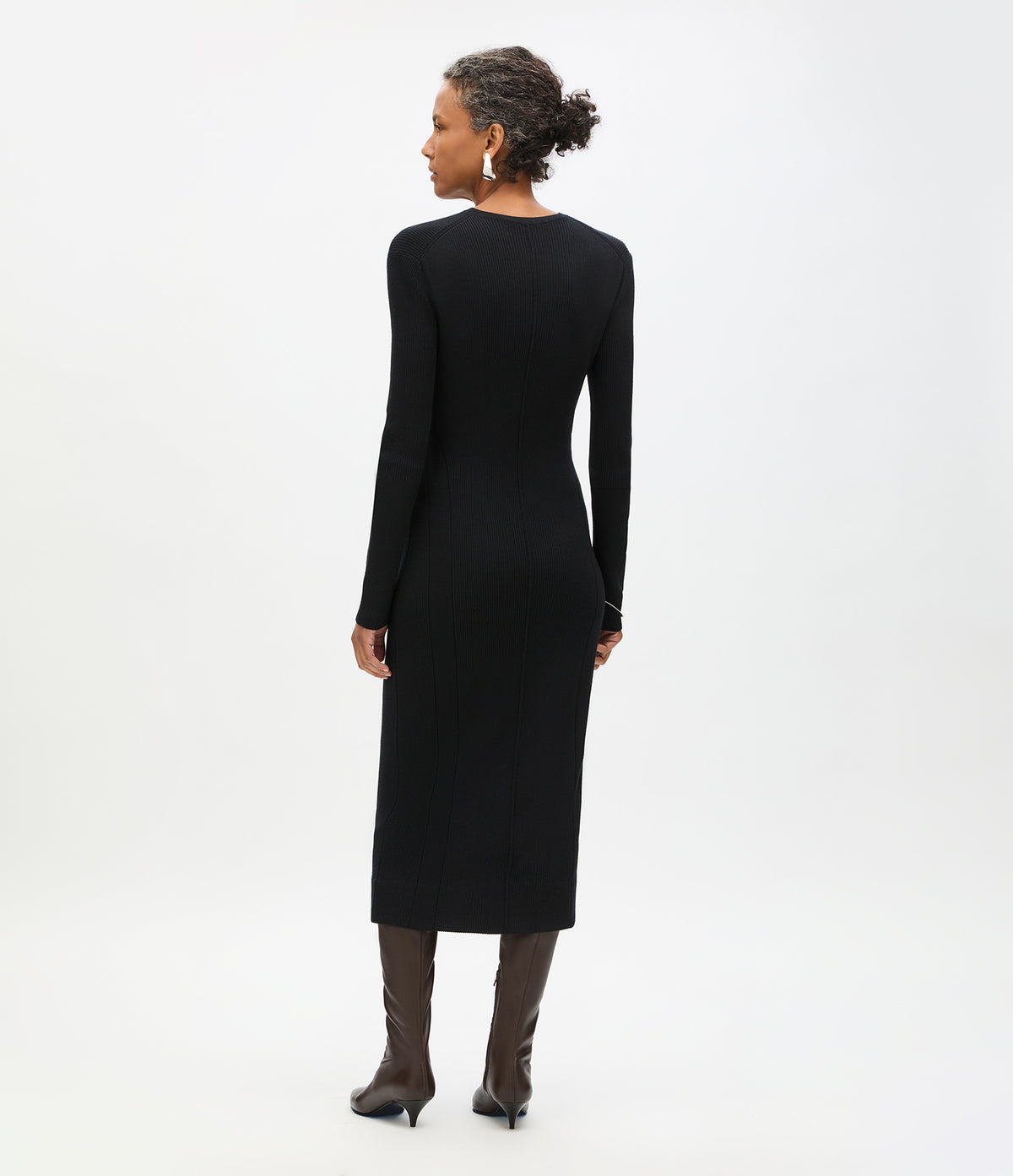 Another Tomorrow Rib Knit Dress in Black – Wool Women's Dress