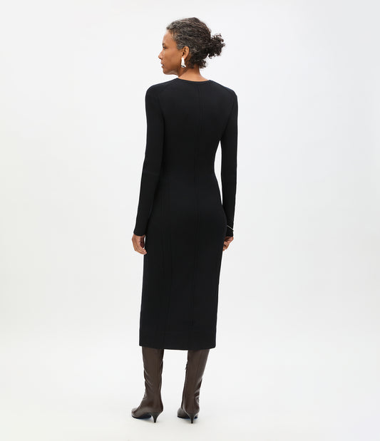 Another Tomorrow Rib Knit Dress in Black – Wool Women's Dress