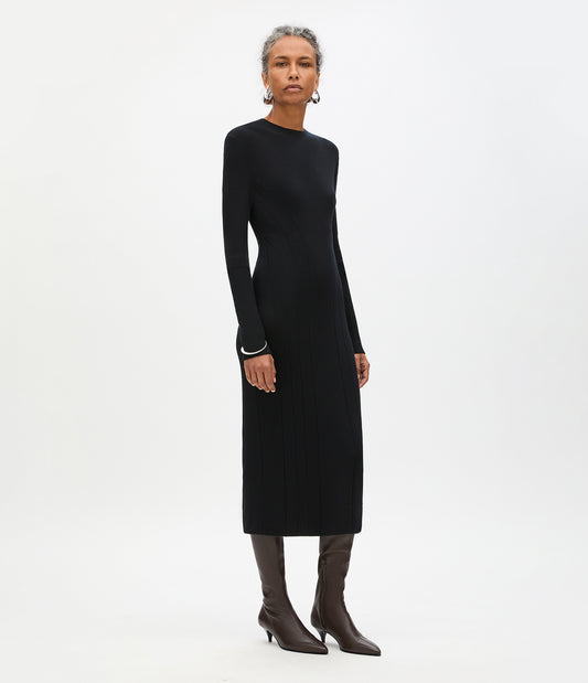 Another Tomorrow Rib Knit Dress in Black – Wool Women's Dress