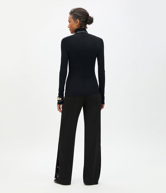 Another Tomorrow Rib Knit Turtleneck in Black – Wool Women's Knitwear