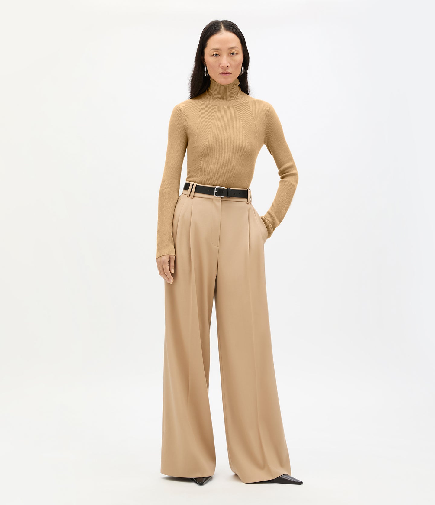 Rib Knitwear Turtleneck | Camel