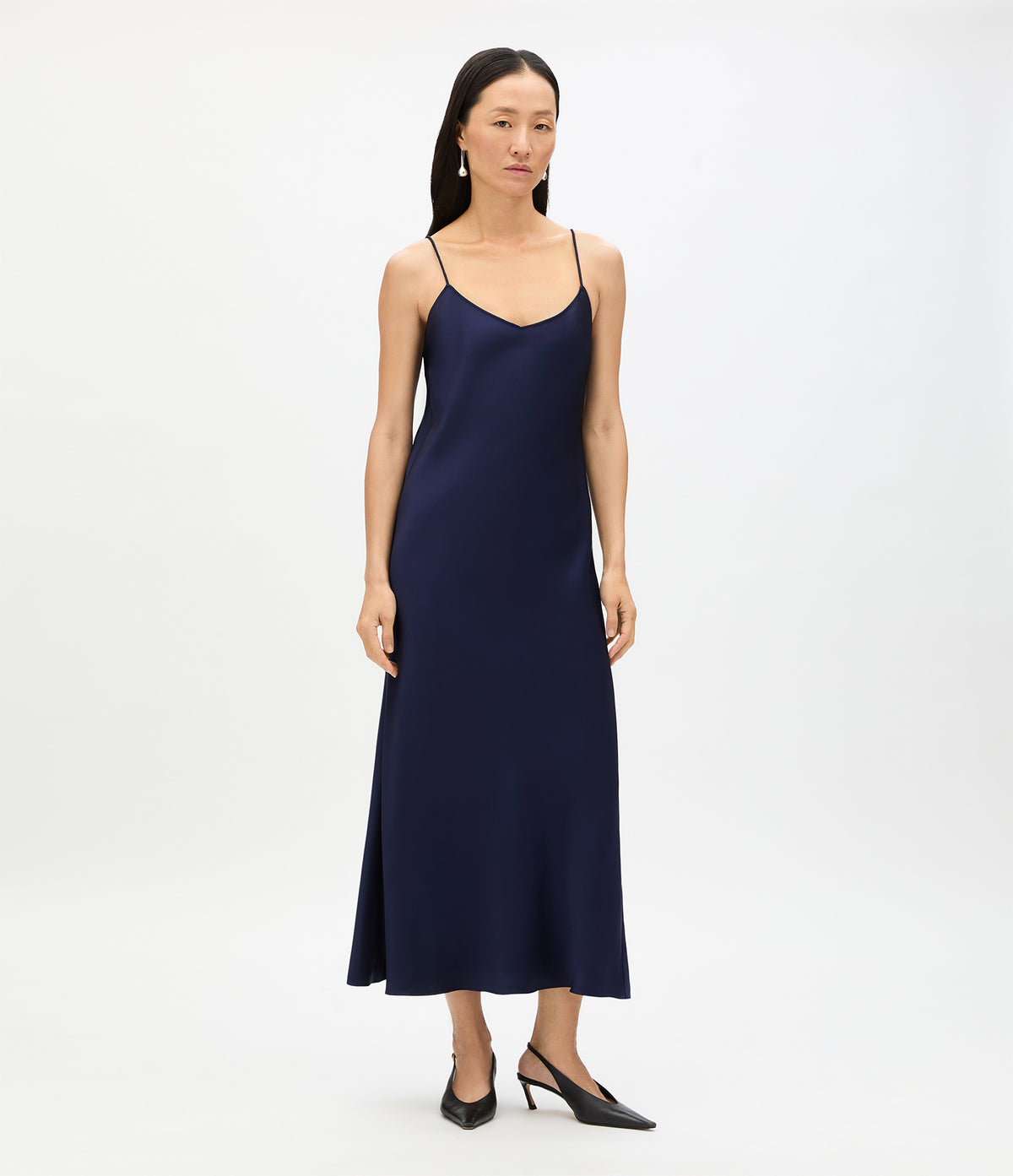 Another Tomorrow Satin Gown in Indigo – Satin Women's Dress