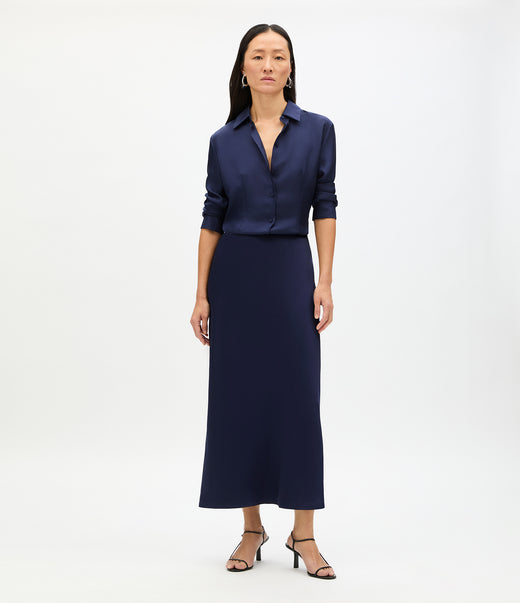 Satin Skirt | Indigo