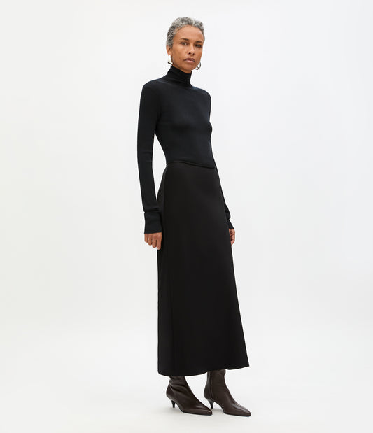 Another Tomorrow Satin Skirt in Black – Satin Women's Skirt