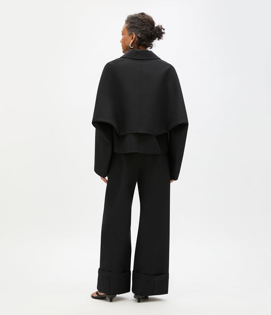 Another Tomorrow Short Mac Blouson in Black – Cotton Women's Outerwear