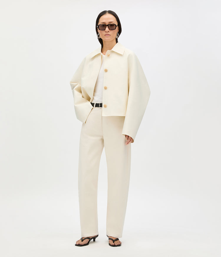 Another Tomorrow Short Mac Blouson in Cream – Cotton Women's Outerwear
