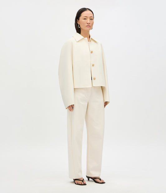 Another Tomorrow Short Mac Blouson in Cream – Cotton Women's Outerwear