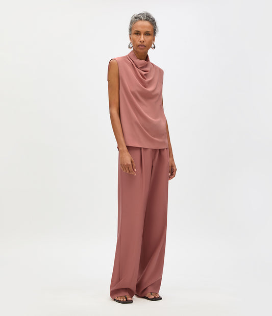 Another Tomorrow Silk Draped Top in Canyon – Silk Women's Top
