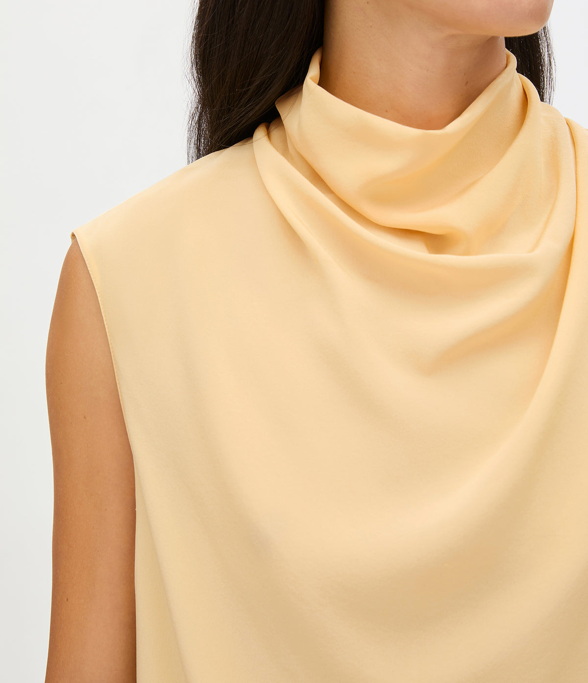 Another Tomorrow Silk Draped Top in Butter – Silk Women's Top