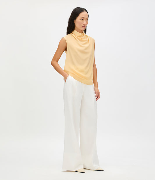 Another Tomorrow Silk Draped Top in Butter – Silk Women's Top