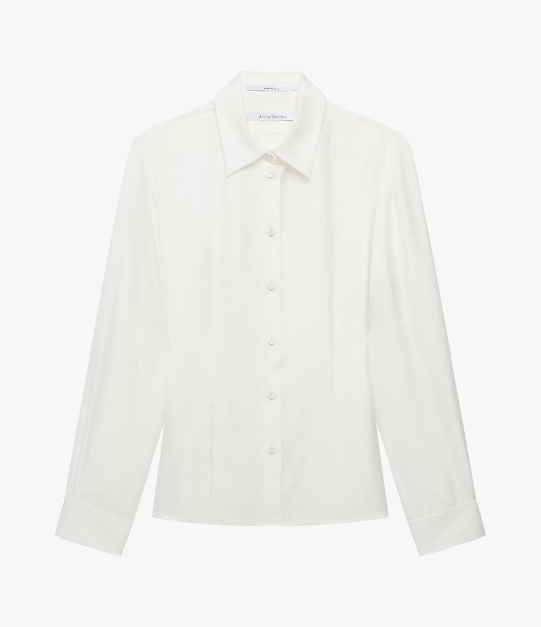 Another Tomorrow Silk Fitted Blouse in Off White – Silk Women's Top