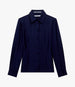 Another Tomorrow Silk Fitted Blouse in Indigo – Silk Women's Top