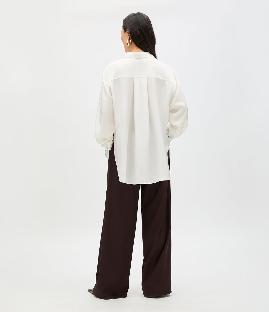 Silk Pleat Back Shirt | Off White