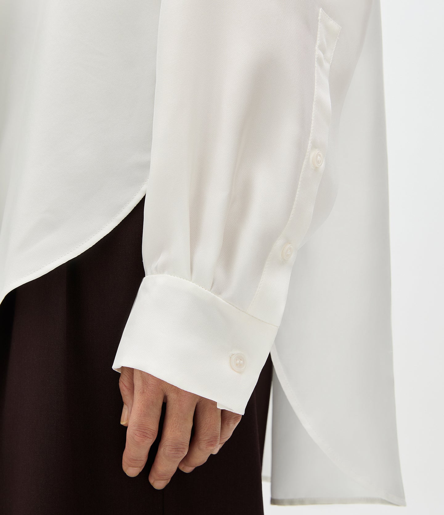 Silk Pleat Back Shirt | Off White