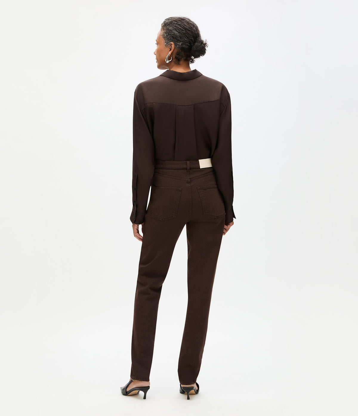 Another Tomorrow Slim Denim Pant in Dark Chocolate – Denim Women's Trousers