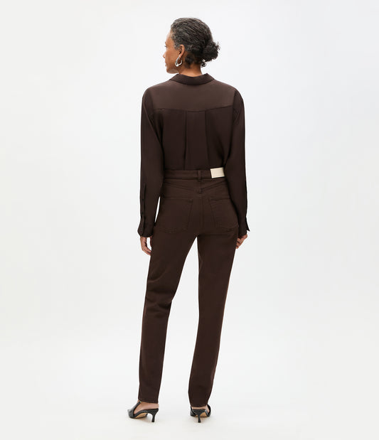 Another Tomorrow Slim Denim Pant in Dark Chocolate – Denim Women's Trousers
