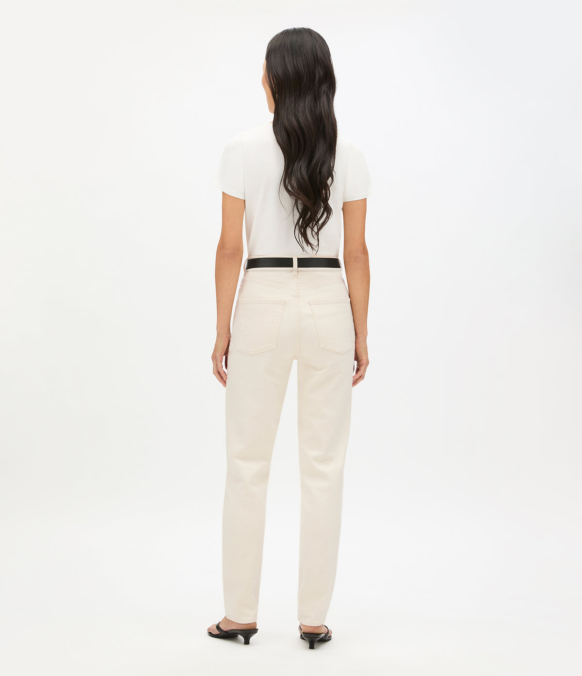 Another Tomorrow Slim Denim Pant in Ecru – Denim Women's Trousers