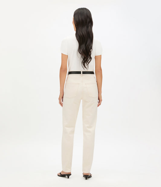 Another Tomorrow Slim Denim Pant in Ecru – Denim Women's Trousers