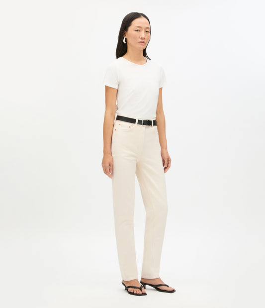Another Tomorrow Slim Denim Pant in Ecru – Denim Women's Trousers