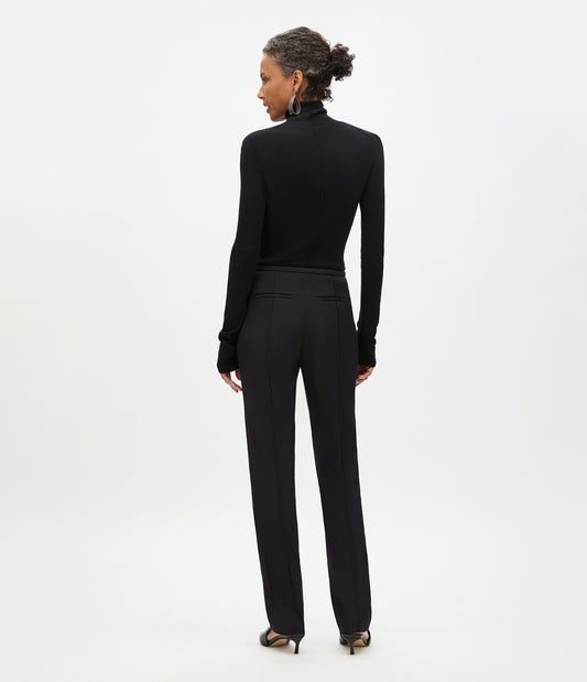 Another Tomorrow Slim Trouser in Black – Wool Women's Trousers