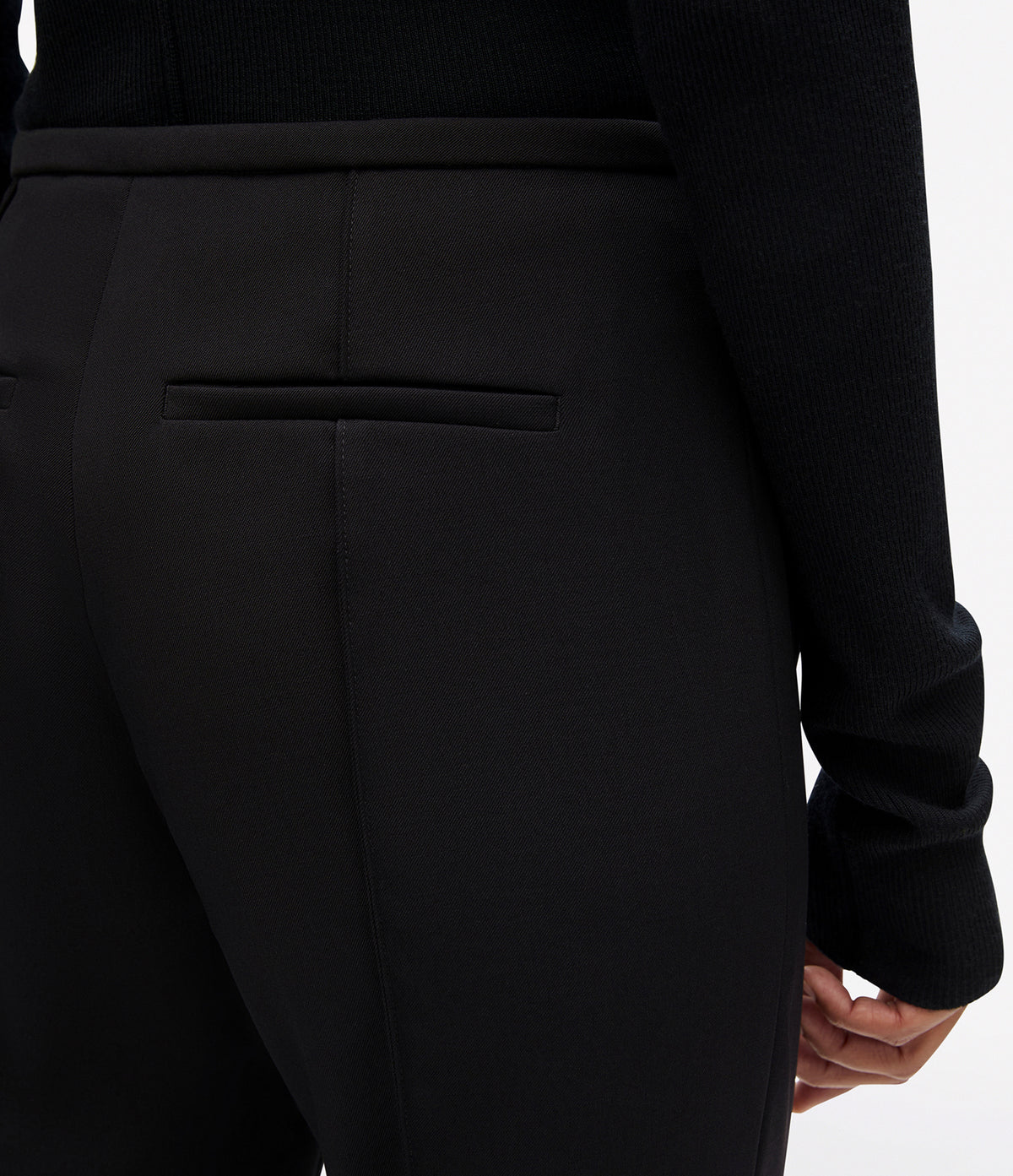 Another Tomorrow Slim Trouser in Black – Wool Women's Trousers