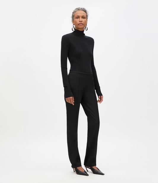 Another Tomorrow Slim Trouser in Black – Wool Women's Trousers