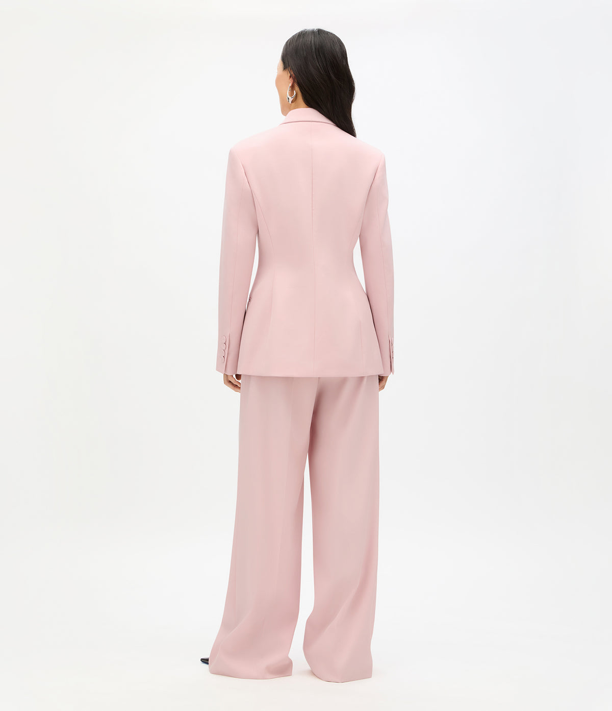 Another Tomorrow Tailored Double Breasted Jacket in Lotus Pink – Wool Women's Jacket