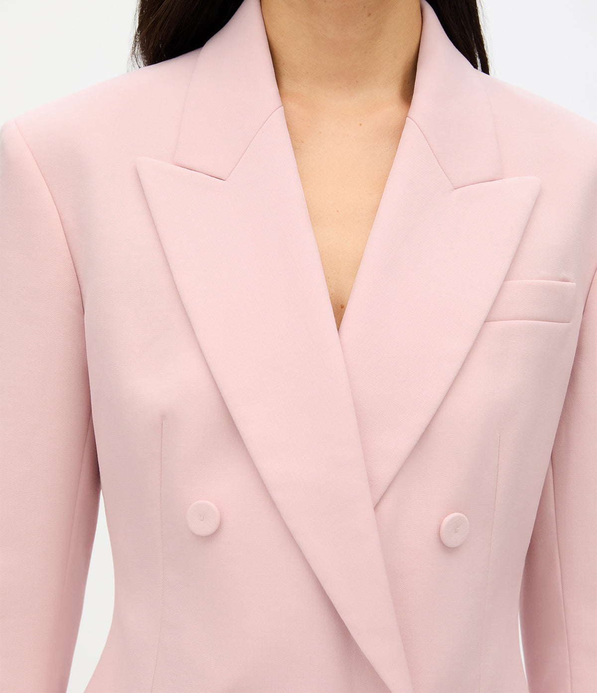 Another Tomorrow Tailored Double Breasted Jacket in Lotus Pink – Wool Women's Jacket