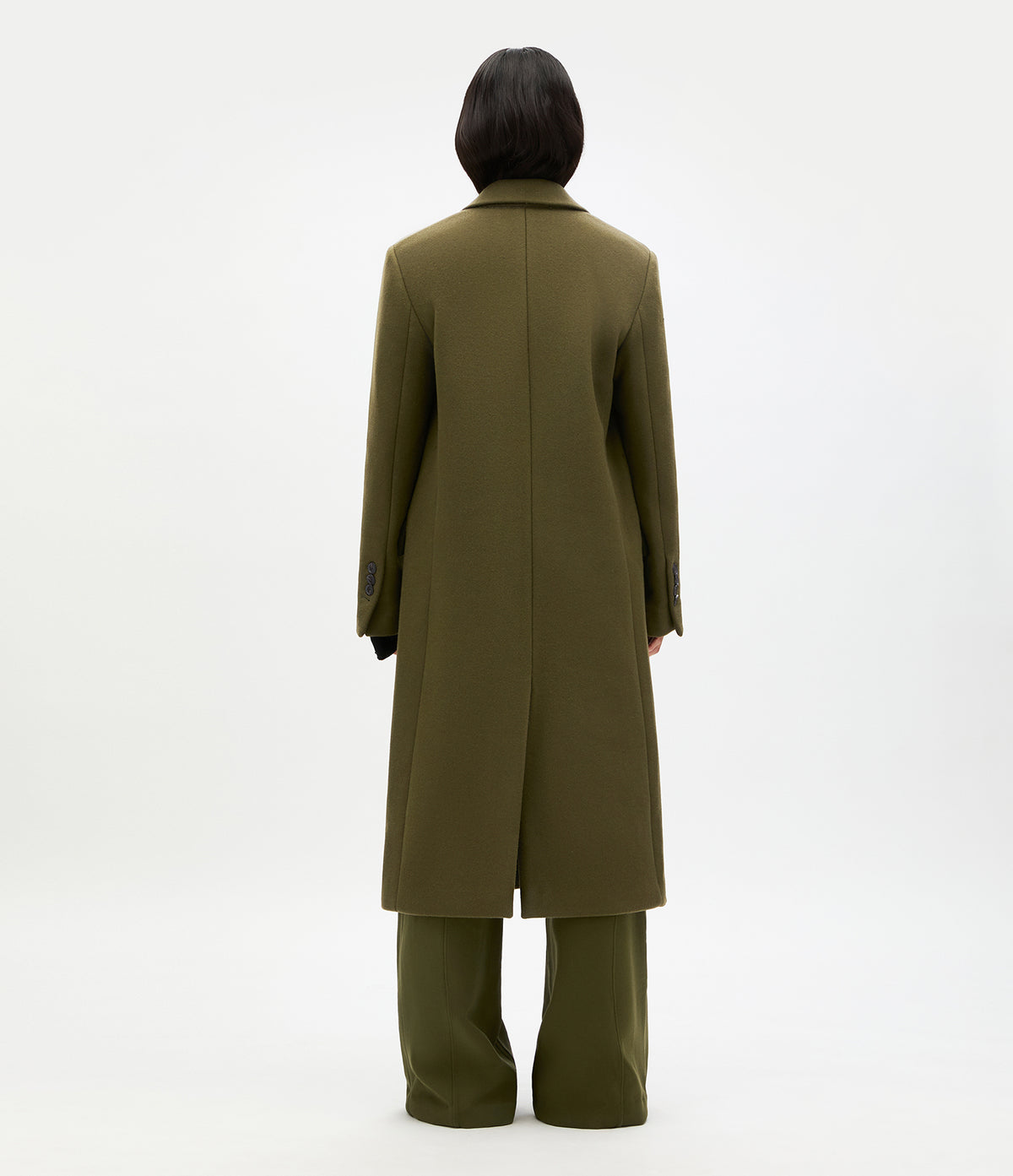 Another Tomorrow Tailored Overcoat in Moss – Wool Women's Outerwear