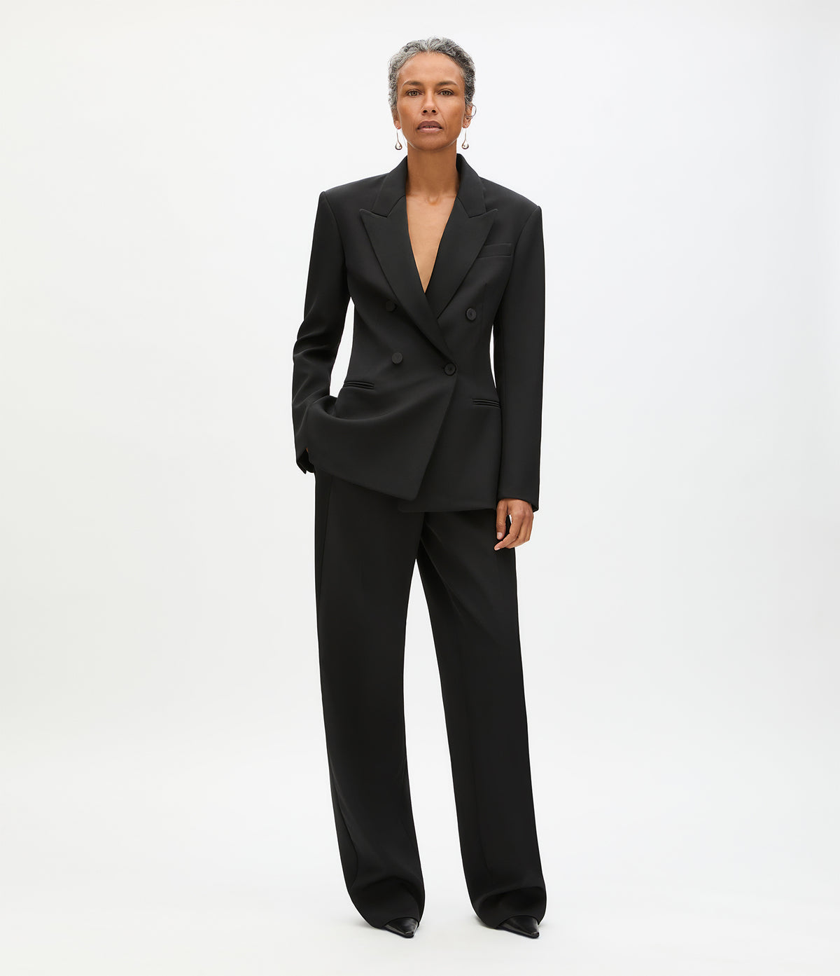 Another Tomorrow Tuxedo Suit Jacket in Black – Wool Women's Jacket