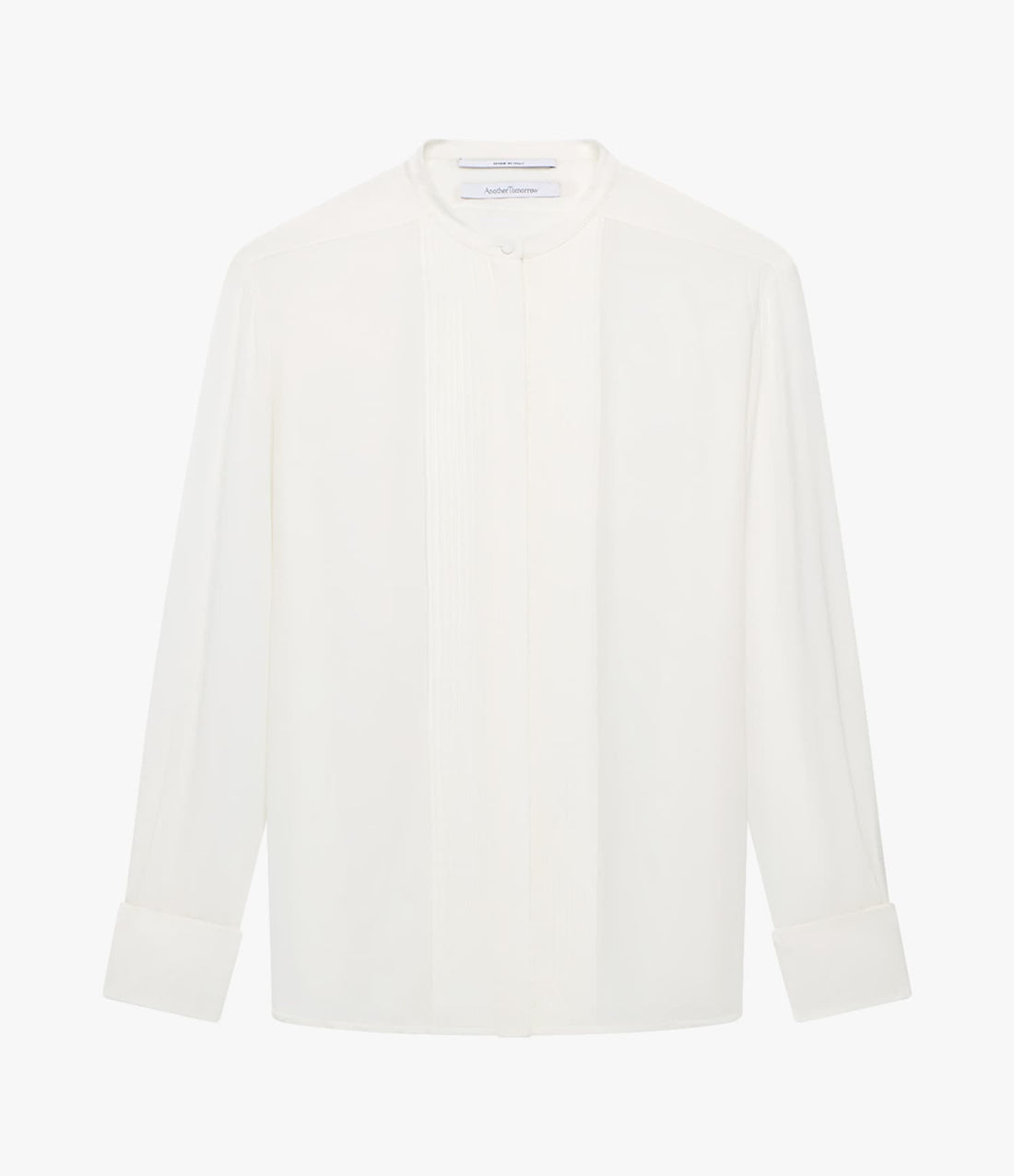 Another Tomorrow Tuxedo Shirt in Off White – Silk Women's Top