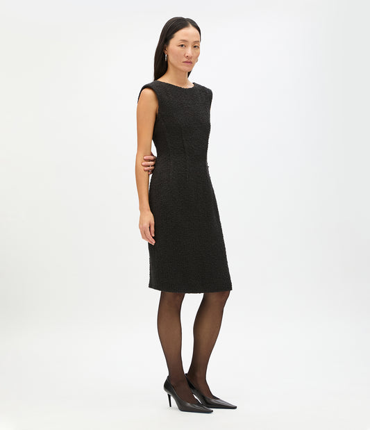 Another Tomorrow Tweed Dress in Black – Cotton Women's Dress