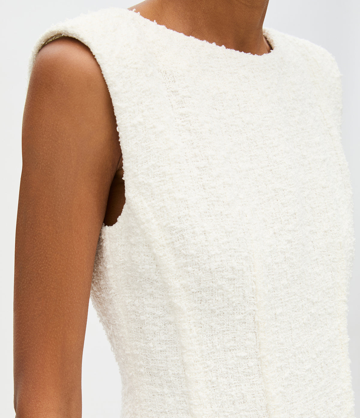 Another Tomorrow Tweed Dress in Cream – Cotton Women's Dress