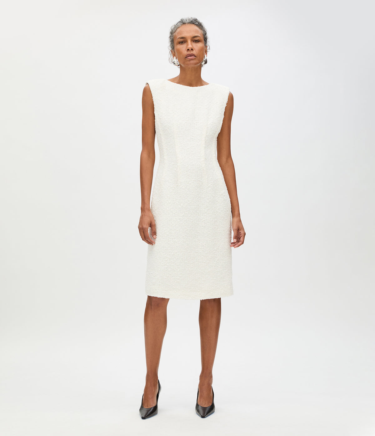 Another Tomorrow Tweed Dress in Cream – Cotton Women's Dress