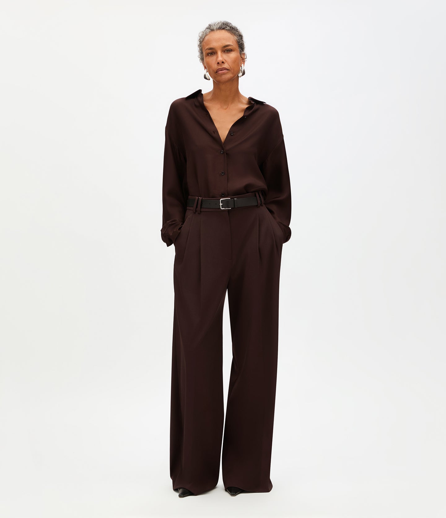 Twill Pleated Trouser | Dark Chocolate