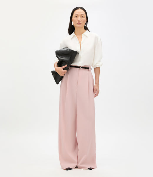 Twill Pleated Trouser | Lotus Pink