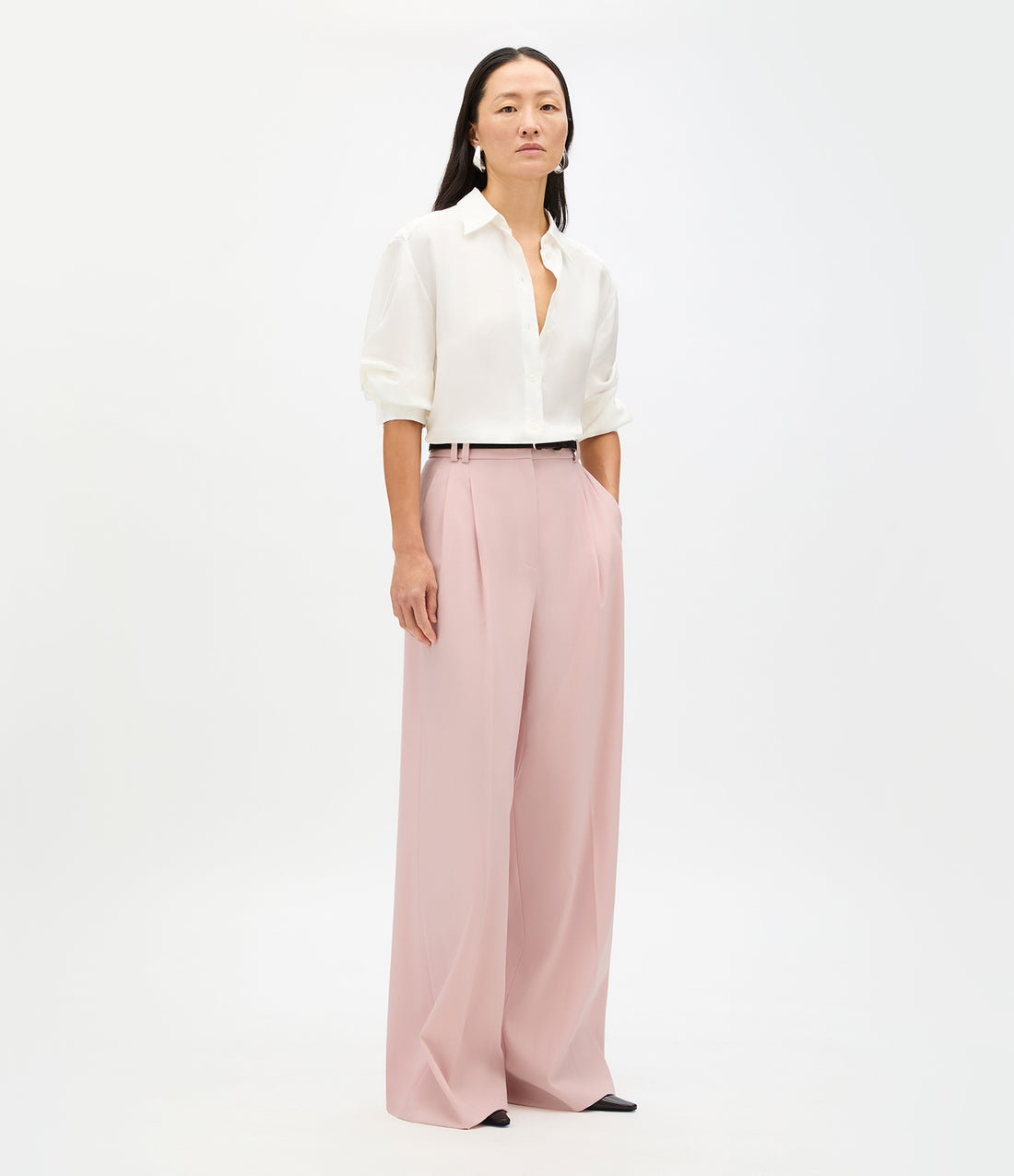 Twill Pleated Trouser | Lotus Pink