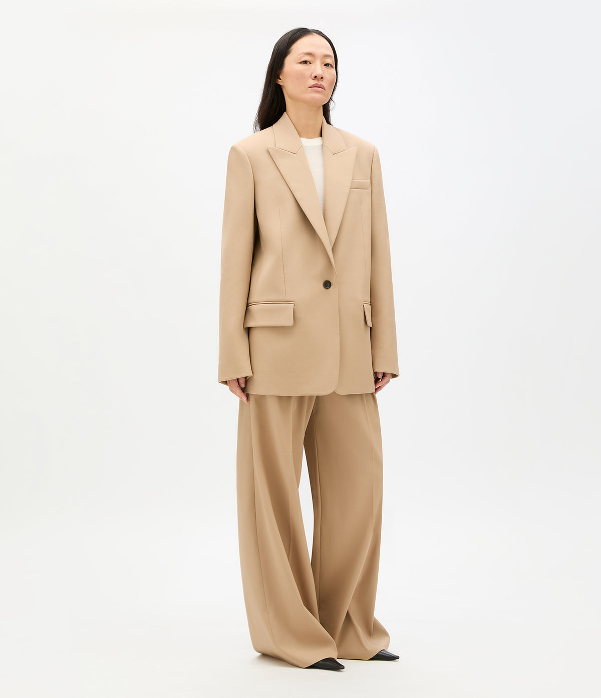 Another Tomorrow Wool Tailored Jacket in Camel – Wool Women's Jacket