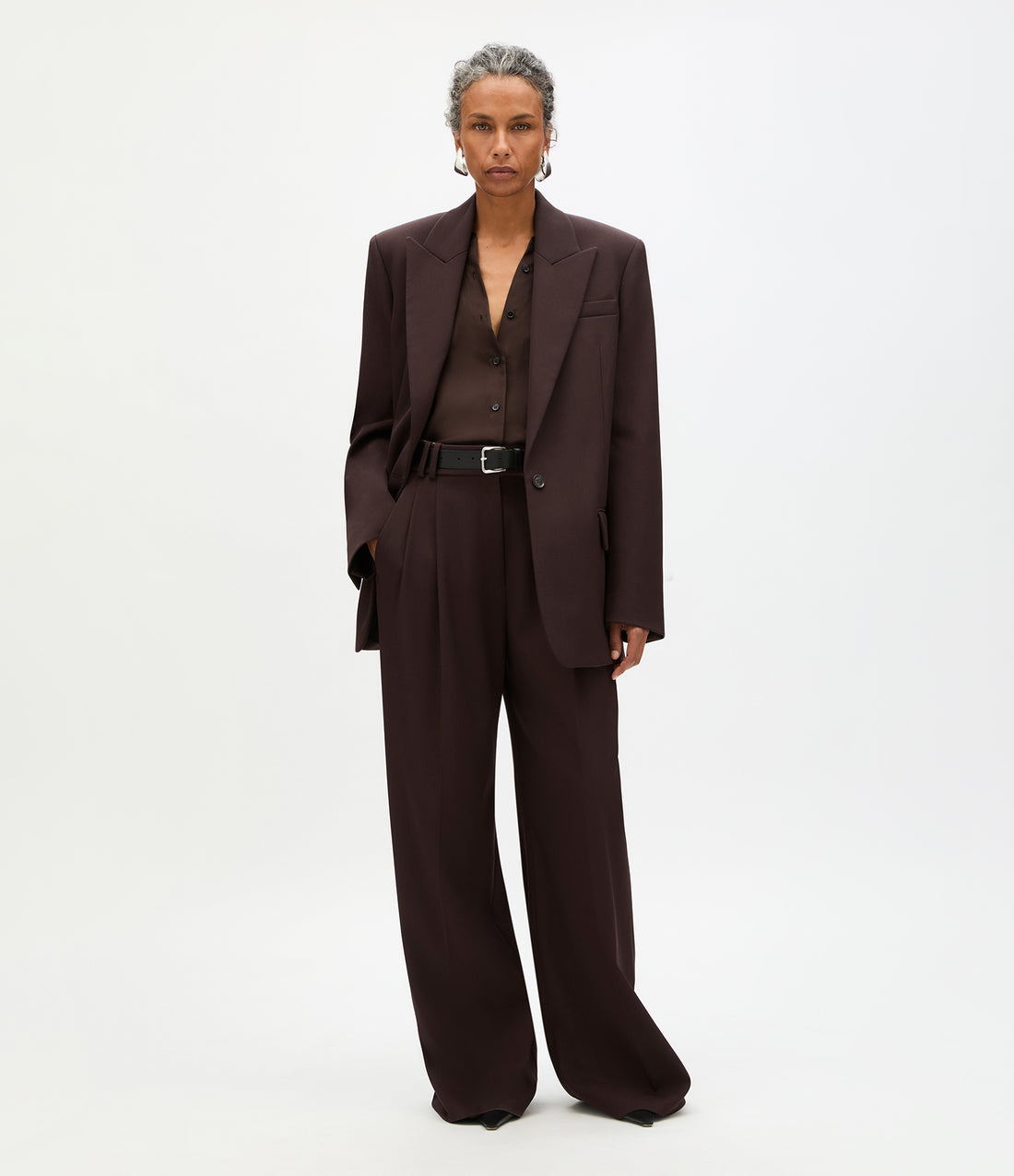 Wool Tailored Jacket | Dark Chocolate