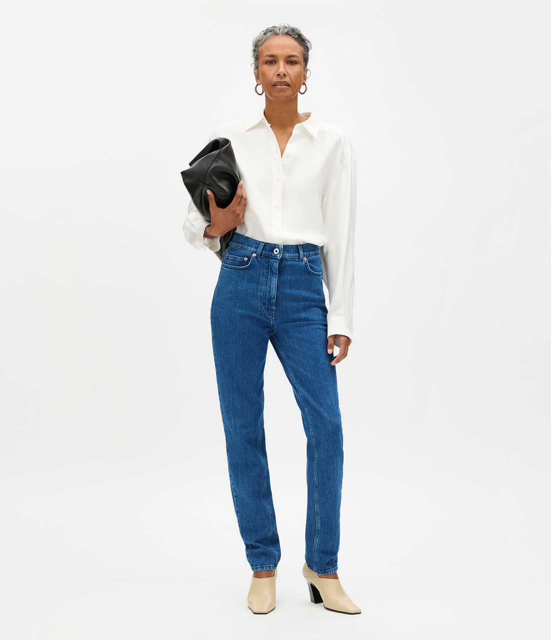 Another Tomorrow Slim Denim Pant in Rinsed – Denim Women's Trousers