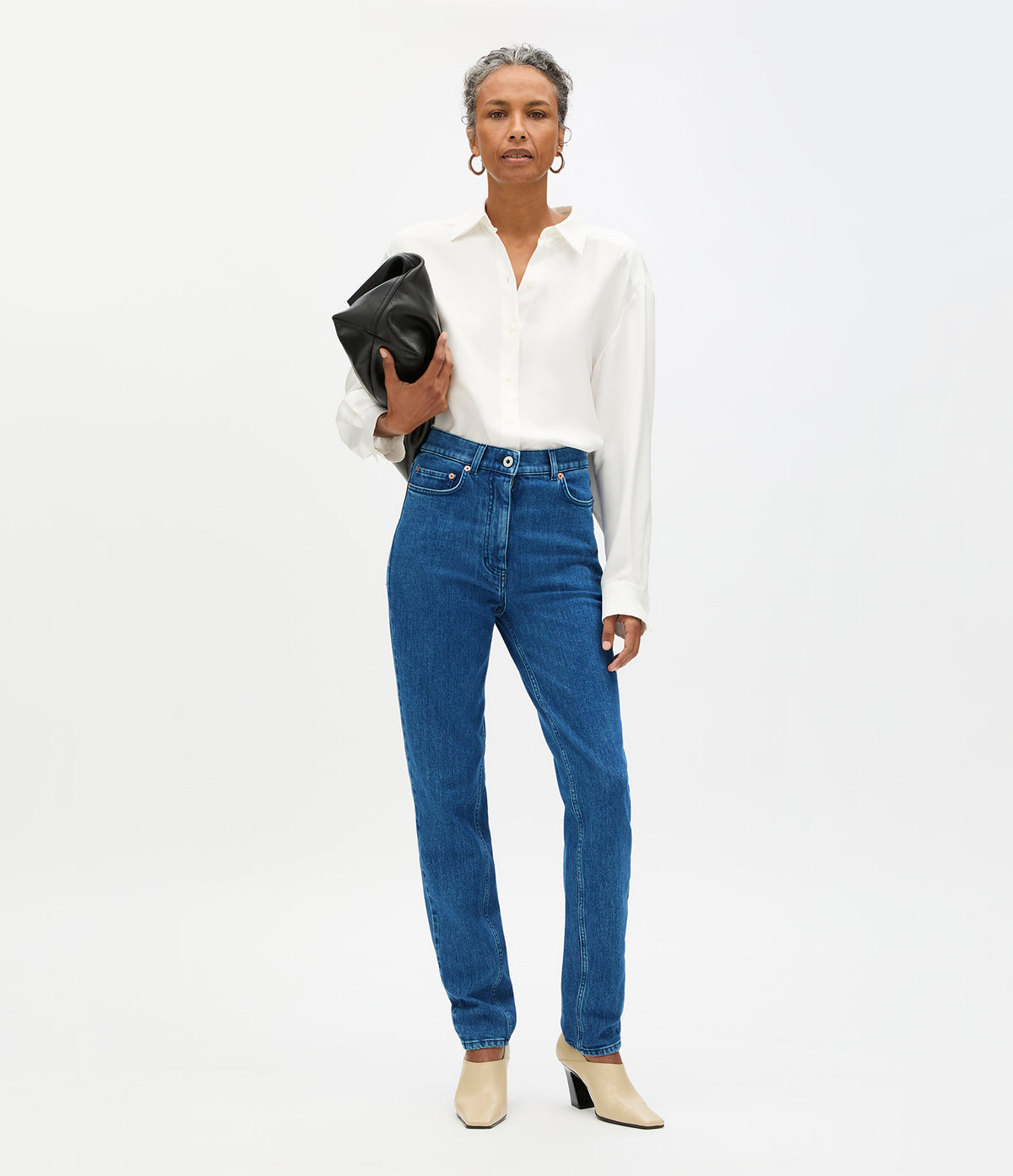Another Tomorrow Slim Denim Pant in Rinsed – Denim Women's Trousers