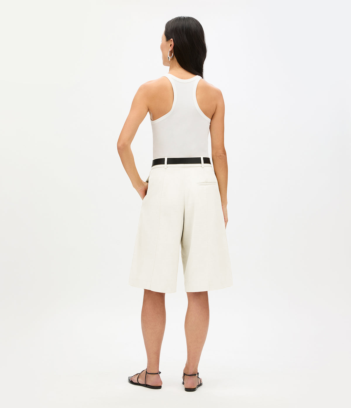 Another Tomorrow Bermuda Short in Off White – Cotton Women's Trousers