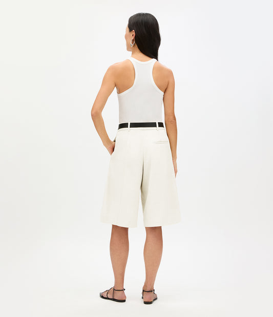 Another Tomorrow Bermuda Short in Off White – Cotton Women's Trousers